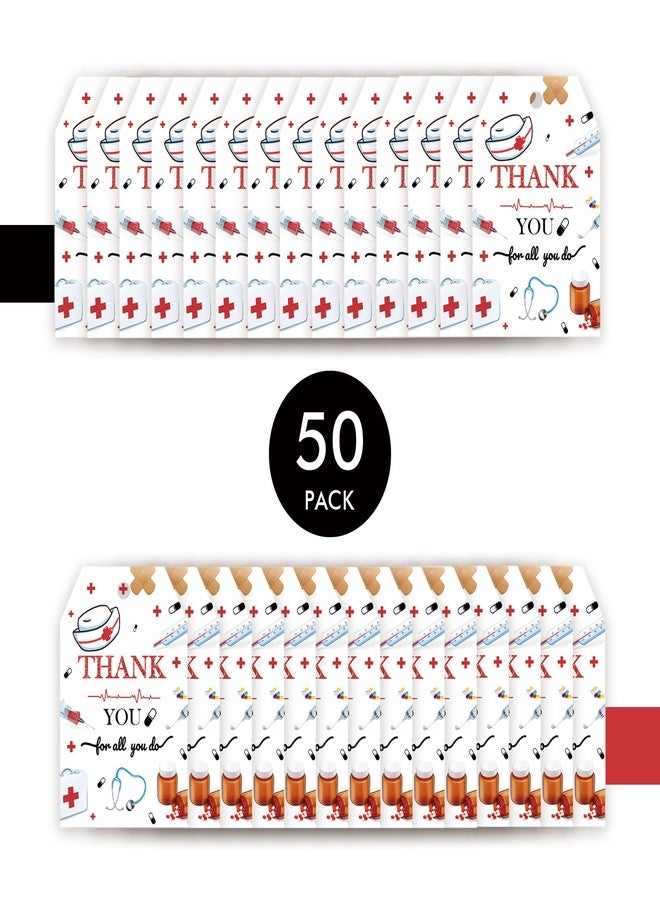 FORSHEEP 50pcs Nurse Thank You Tags, Nurse Gift Tag with String for Birthday Party, Nursing Thank You Paper Tags for Medical School Graduation Party Favors - Image 3